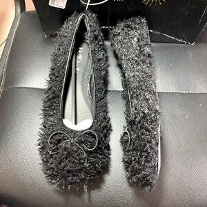 🎉NEW SHEIN Furry Ballet Flats Black Size 9